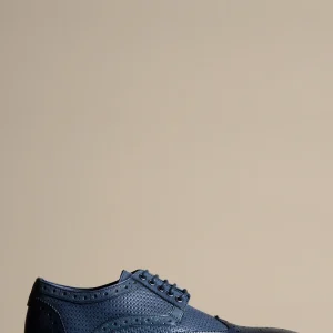 Navy leren schoenen, Marc Darcy Brandon - Wingtip brogue