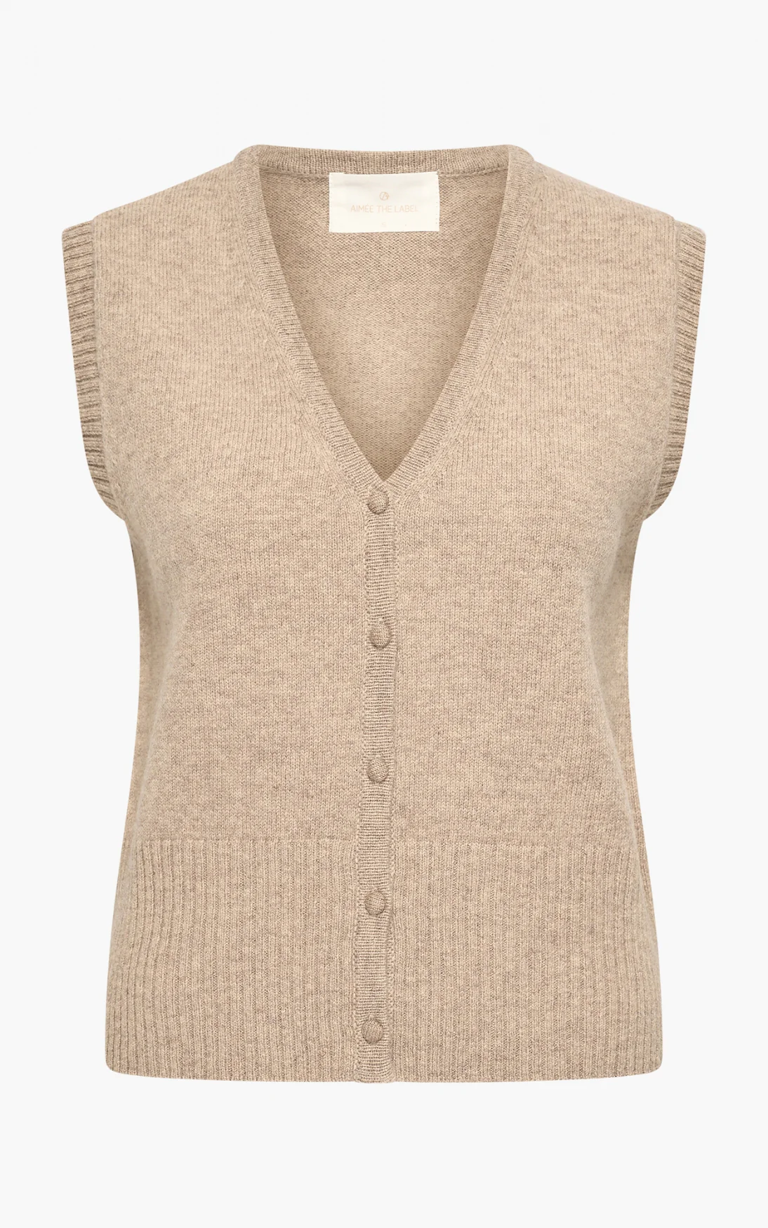 LeifA5 knitted waistcoat | Sand melėe - Afbeelding 2