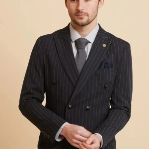 Marc Darcy - Colbert Gestreept Rocco Navy Double Breasted