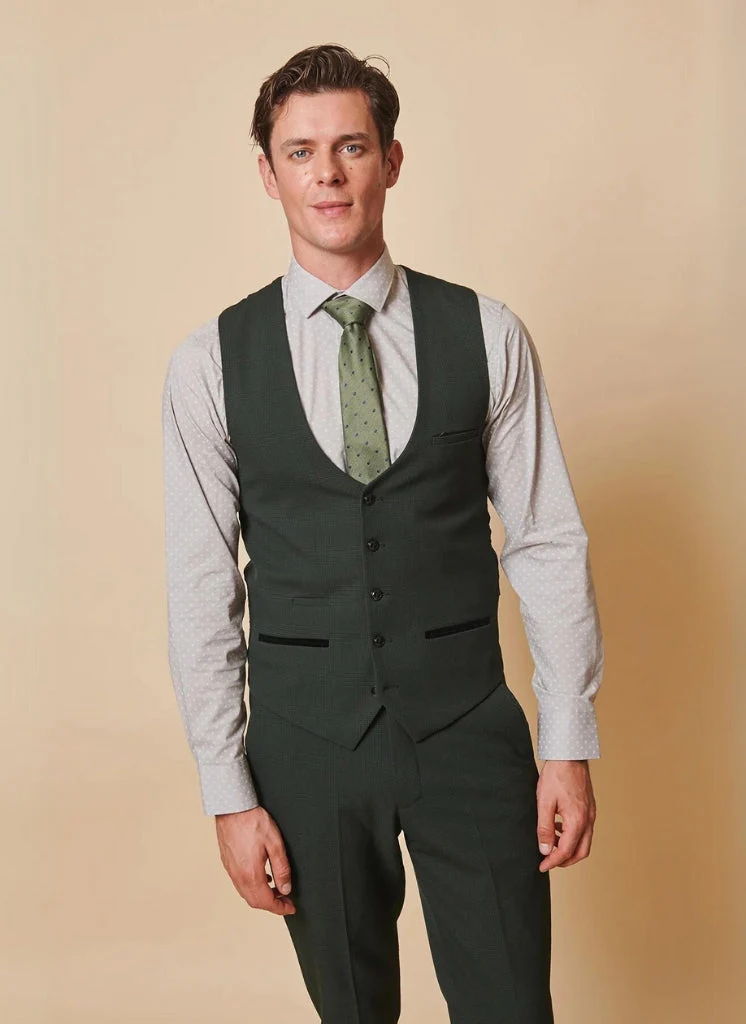 Marc Darcy - Gilet Ruitpatroon Bromley Olive Green - Afbeelding 2