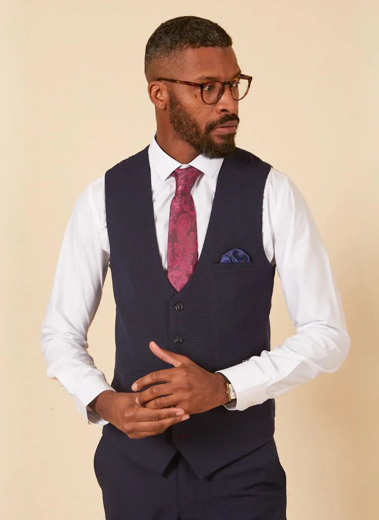 Marc Darcy - Gilet Ruitpatroon Donker Blauw Bromley Navy - Afbeelding 2