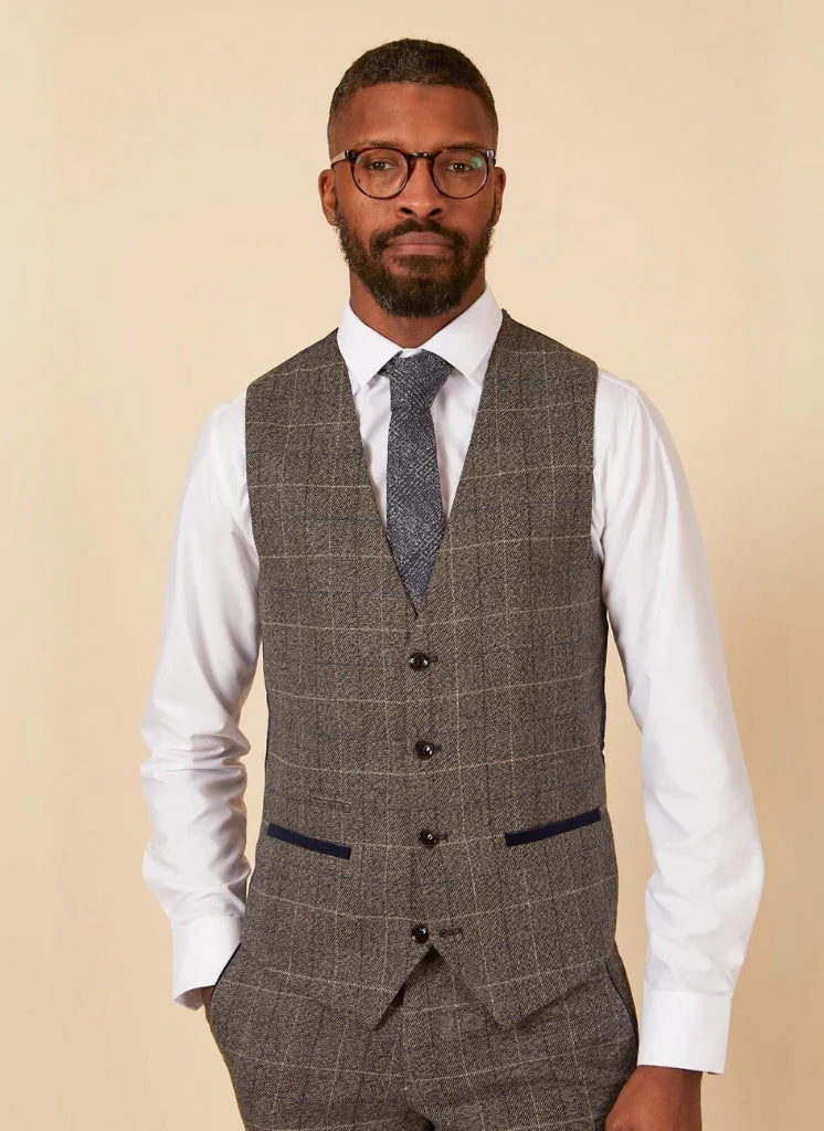 Marc Darcy - Gilet Ruitpatroon Scott Grey - Afbeelding 2