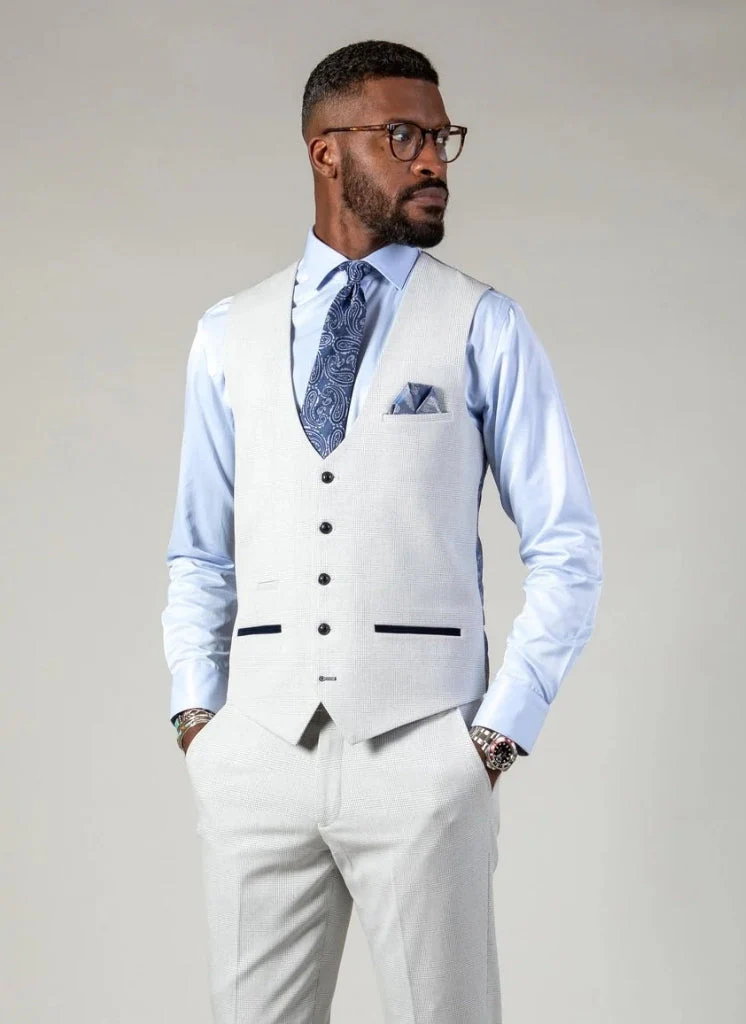 Marc Darcy - Gilet Ruitpatroon Wit Bromley Stone