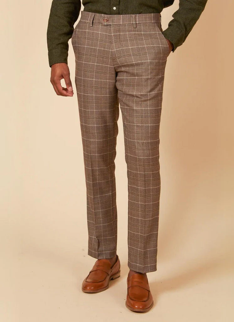 Marc Darcy - Pantalon Ruitpatroon Beige Ray Tan - Afbeelding 2