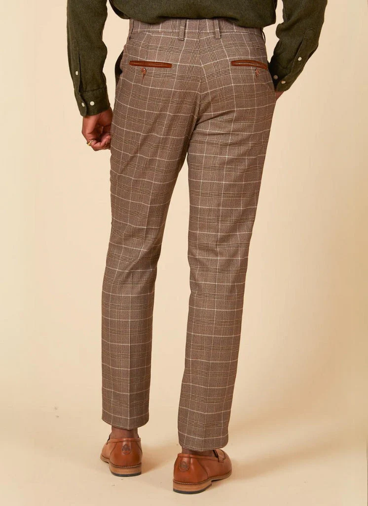 Marc Darcy - Pantalon Ruitpatroon Beige Ray Tan - Afbeelding 3