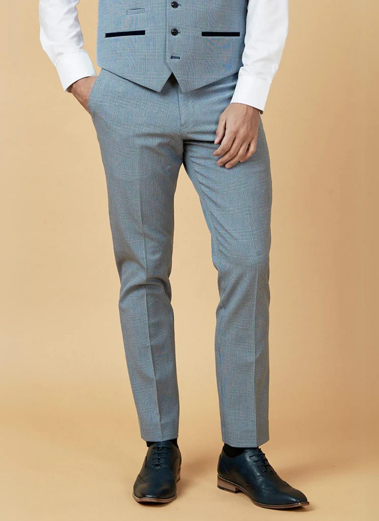 Marc Darcy - Pantalon Ruitpatroon Licht Blauw Bromley Sky