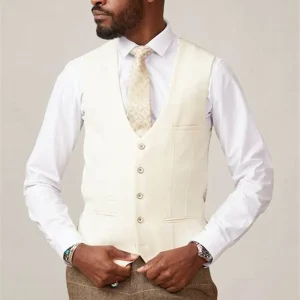 Kelvin Cream Gilet - Single Breasted