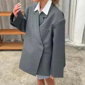 Oversized Blazer Dames Grijs