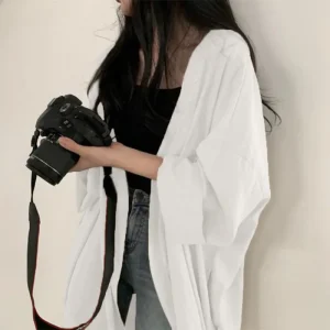 Oversized Blouse Dames Wit