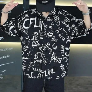 Oversized Blouse Korte Mouw Heren