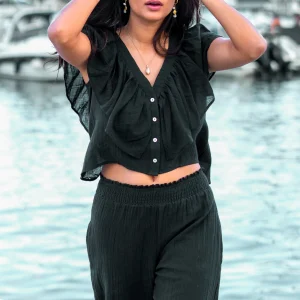 Top Ruffle Sparkle Black