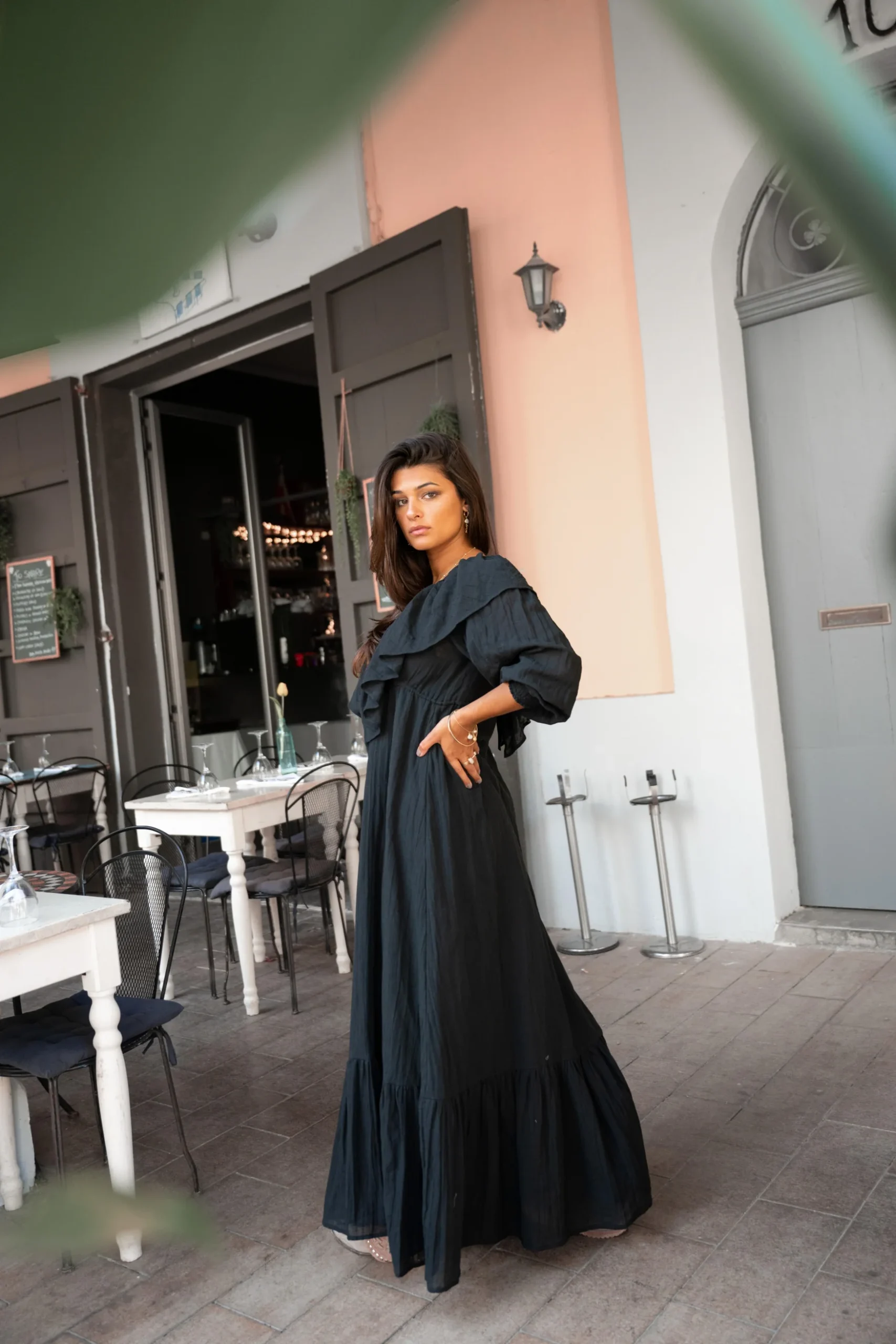 Long Dress Ruffle Sparkle Black - Afbeelding 6