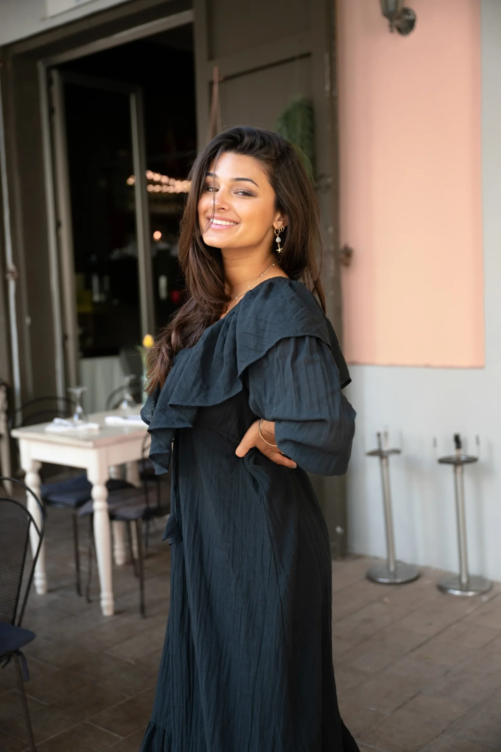 Long Dress Ruffle Sparkle Black - Afbeelding 8