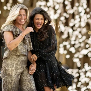 Top Ruffle Sparkle Taupe Gold