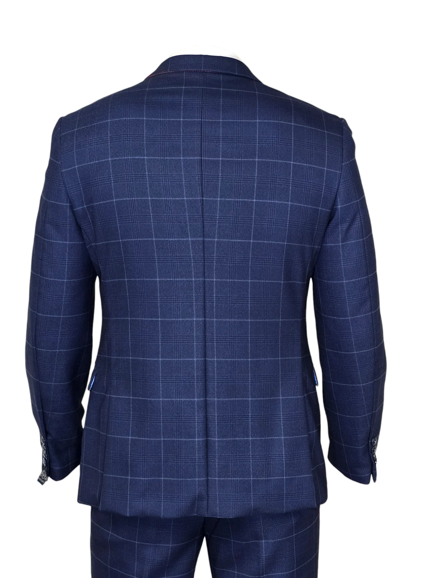 2-delig blauw heren pak geruit kostuum - Edison navy 2pc - Afbeelding 5