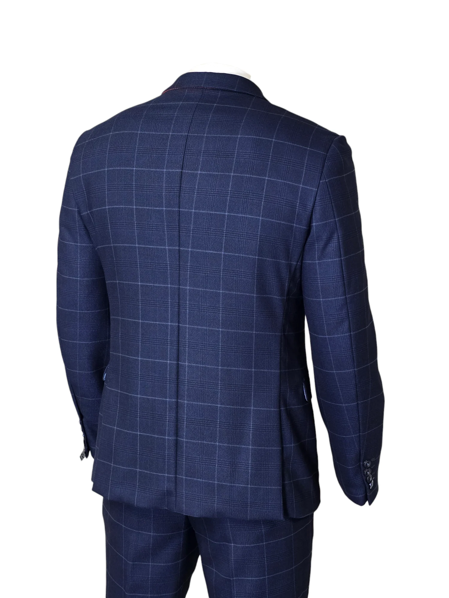 2-delig blauw heren pak geruit kostuum - Edison navy 2pc - Afbeelding 6