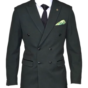 2-delig double breasted groen heren kostuum geruit - Marc Darcy Bromley Olive