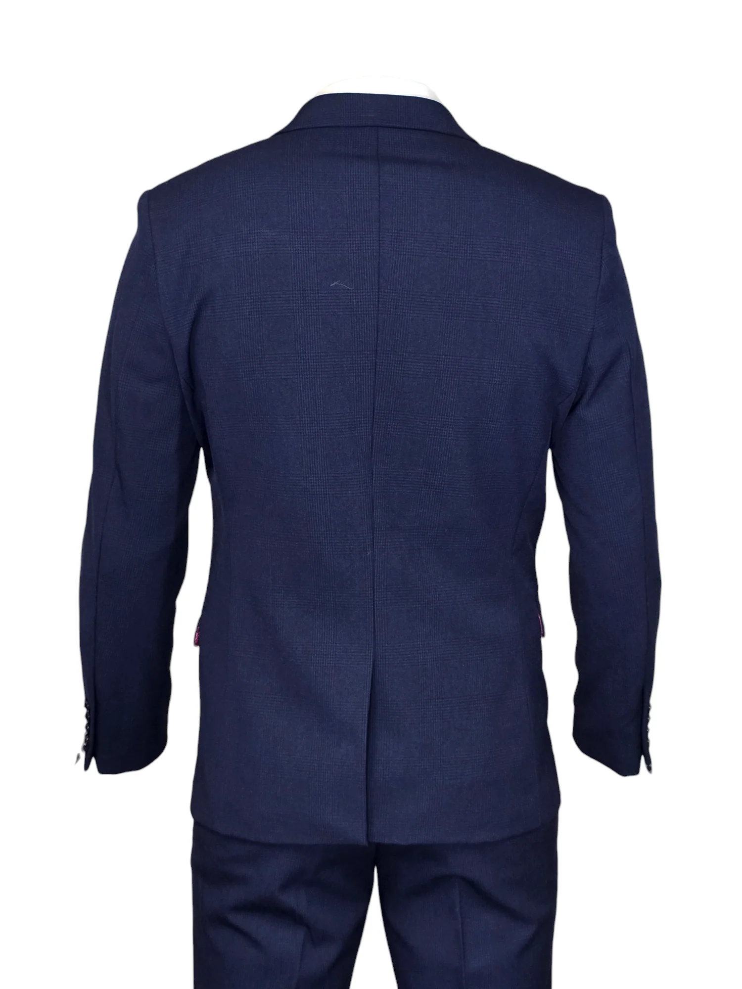 2-delig double breasted blauw heren kostuum geruit - Marc Darcy Bromley Navy - Afbeelding 5