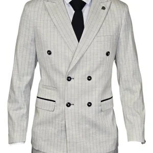Double breasted - Stone pinstripe herenpak - Marc Darcy Grant Stone