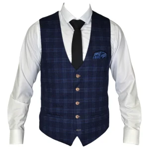 Marc Darcy - Gilet Blauw Chigwell Tweed