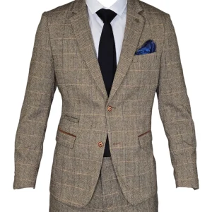 2-delig pak - bruin heren kostuum - Herringbone Brown suit 2pc