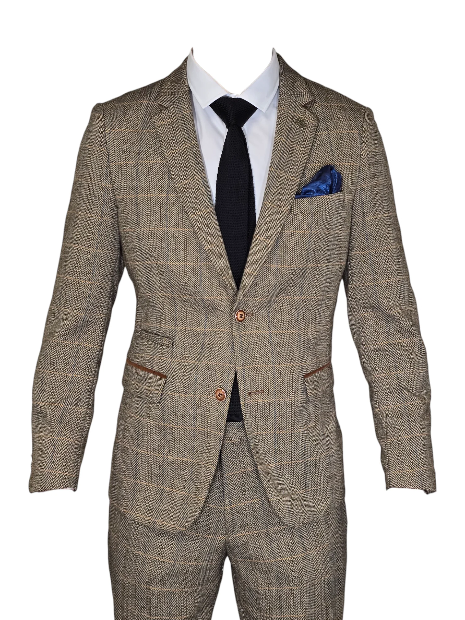 2-delig pak - bruin heren kostuum - Herringbone Brown suit 2pc