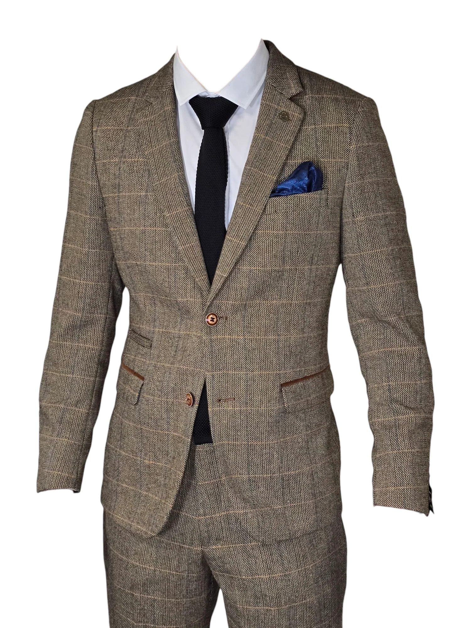 2-delig pak - bruin heren kostuum - Herringbone Brown suit 2pc - Afbeelding 3