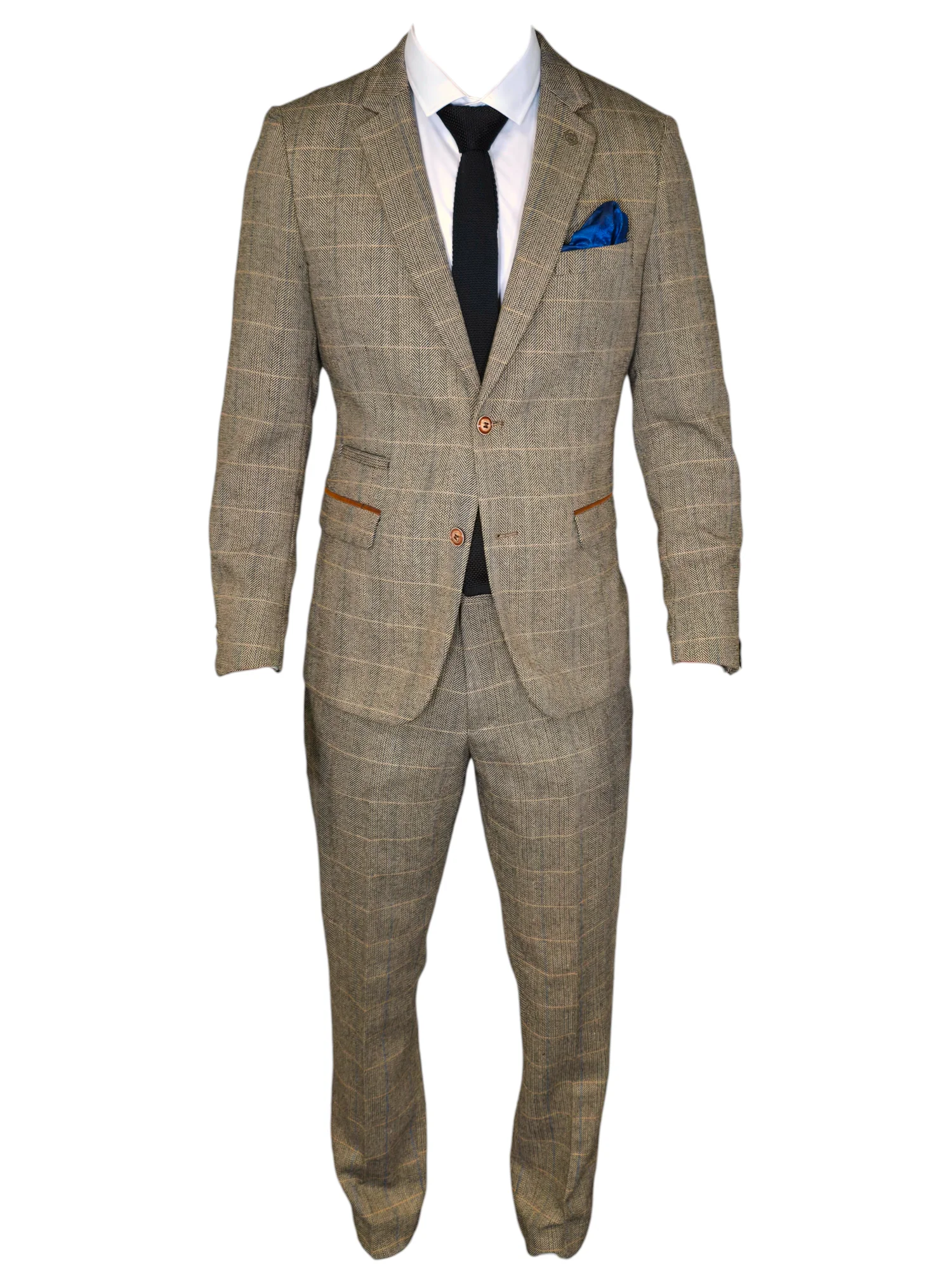 2-delig pak - bruin heren kostuum - Herringbone Brown suit 2pc - Afbeelding 6