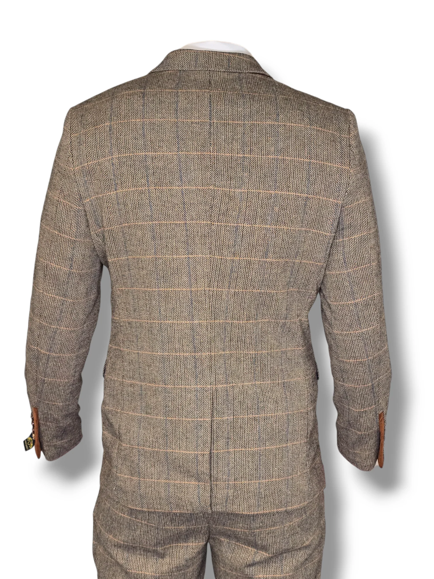 2-delig pak - bruin heren kostuum - Herringbone Brown suit 2pc - Afbeelding 5