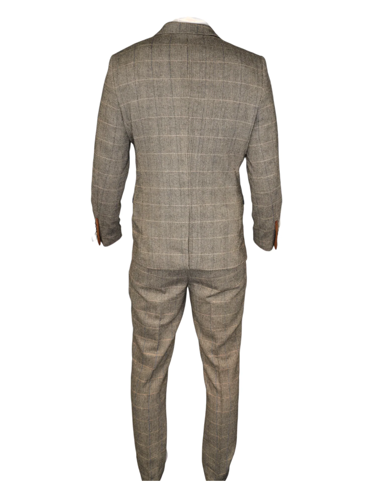 2-delig pak - bruin heren kostuum - Herringbone Brown suit 2pc - Afbeelding 4