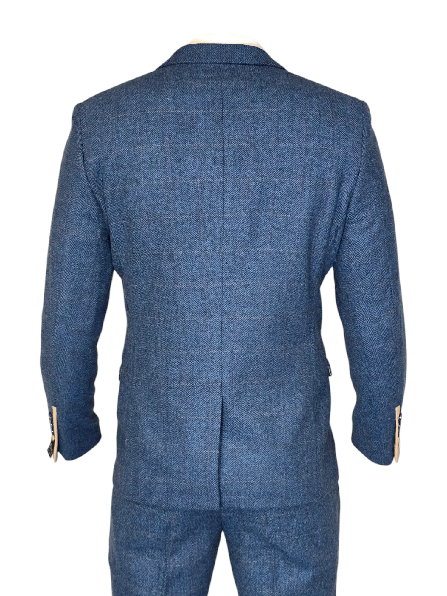 2-delig pak - blauw heren kostuum - Dion Blue Herringbone 2pc - Afbeelding 5