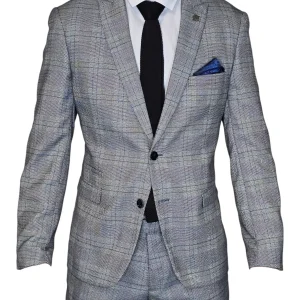 2-delig pak - heren kostuum grijs - check Jerry grey suit 2pc