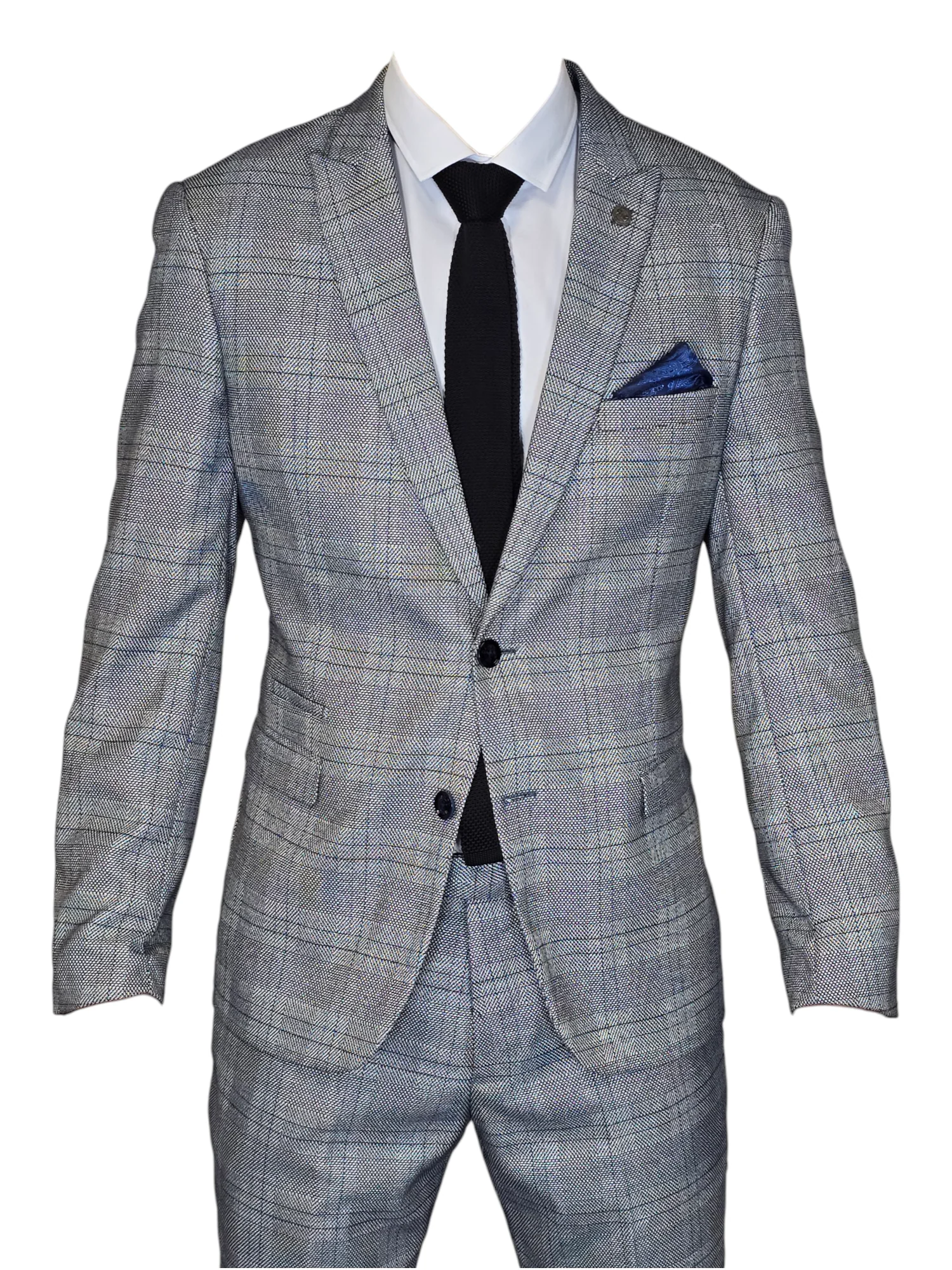2-delig pak - heren kostuum grijs - check Jerry grey suit 2pc