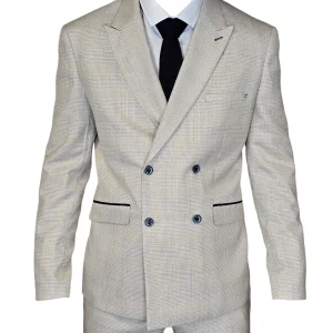 2-delig pak - Double Breasted Beige Heren Kostuum - Cavani Caridi Beige