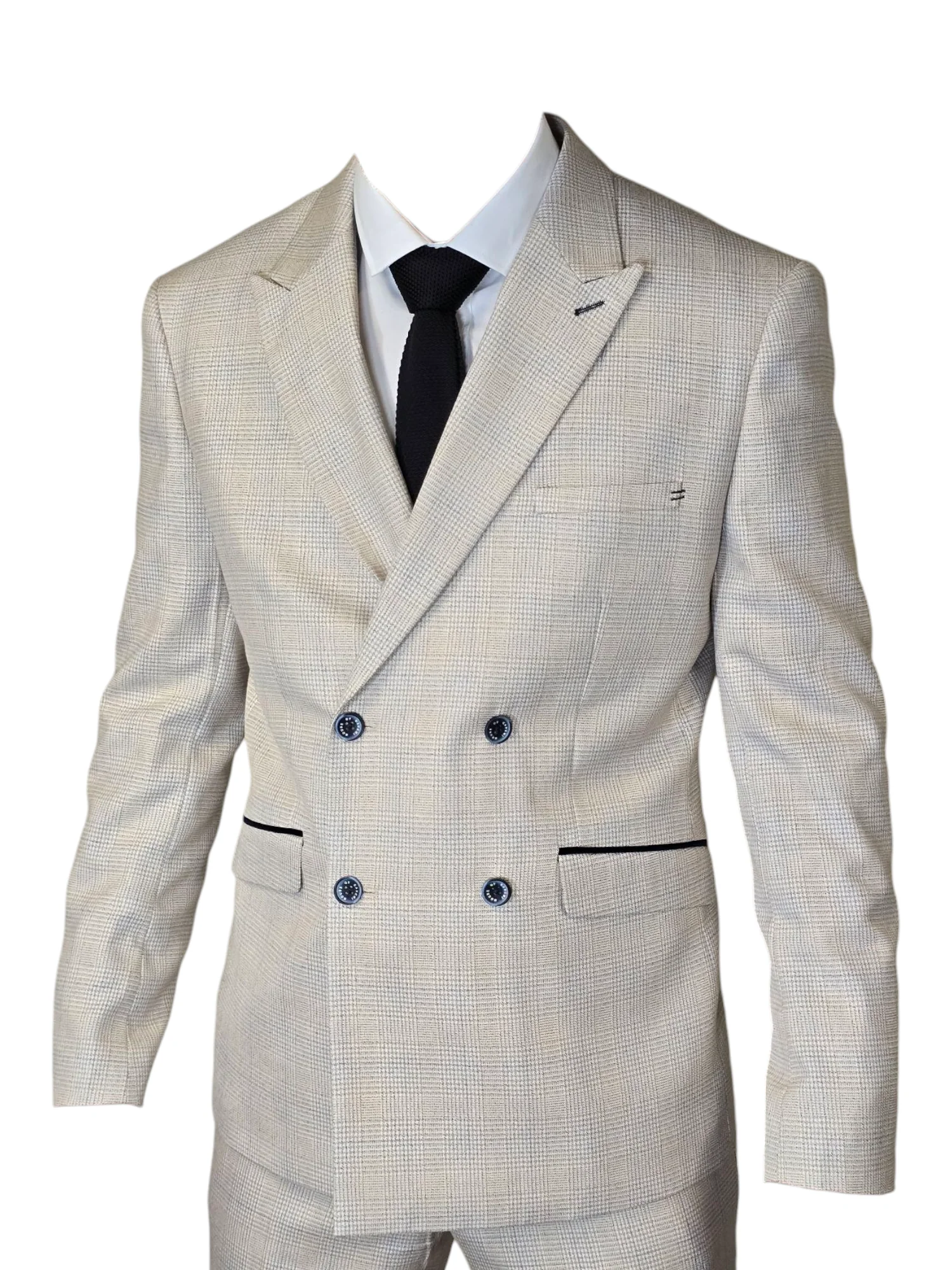 2-delig pak - Double Breasted Beige Heren Kostuum - Cavani Caridi Beige - Afbeelding 3