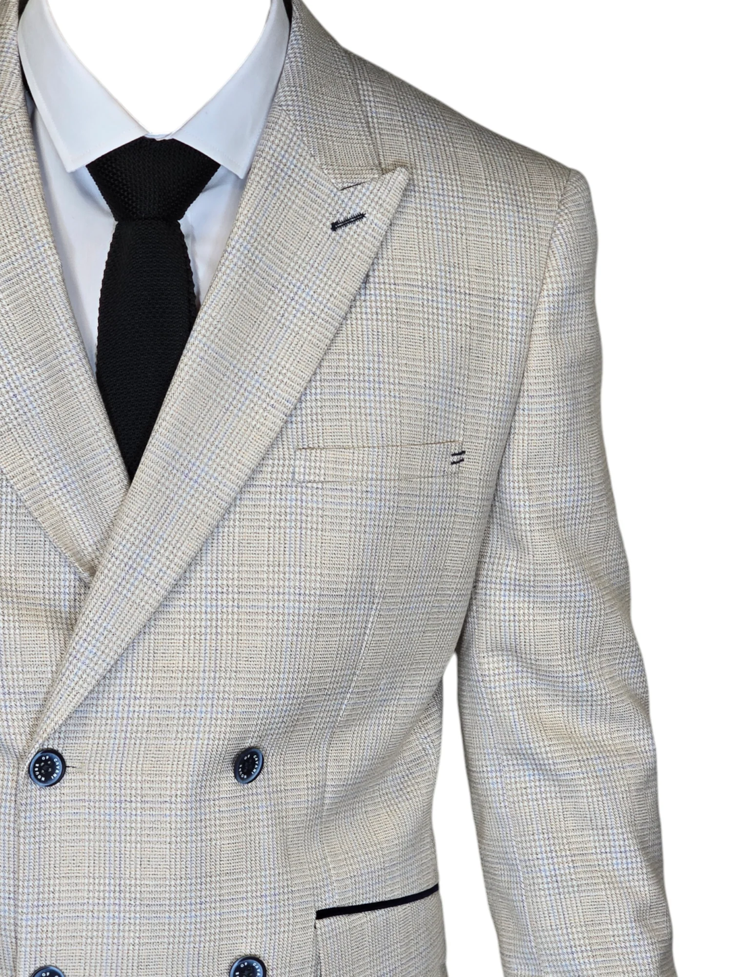 2-delig pak - Double Breasted Beige Heren Kostuum - Cavani Caridi Beige - Afbeelding 4