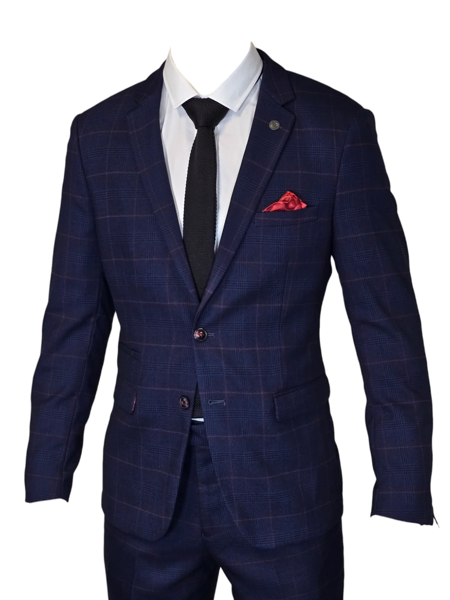 2-delig Navy Blue Gentlemens Suit - Edison Redline 2pc - Afbeelding 3