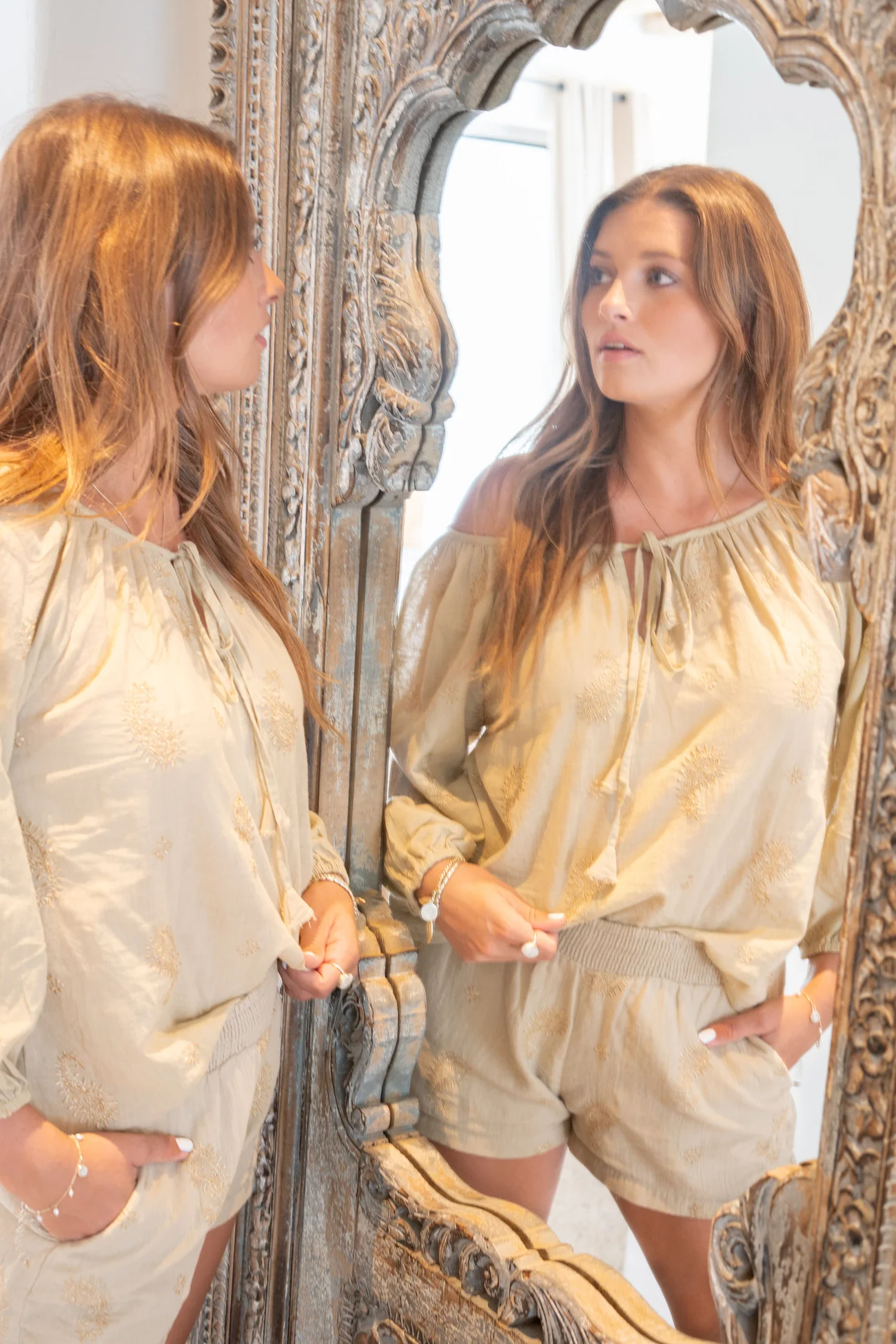 Blouse Lace Esencia Sand - Afbeelding 4