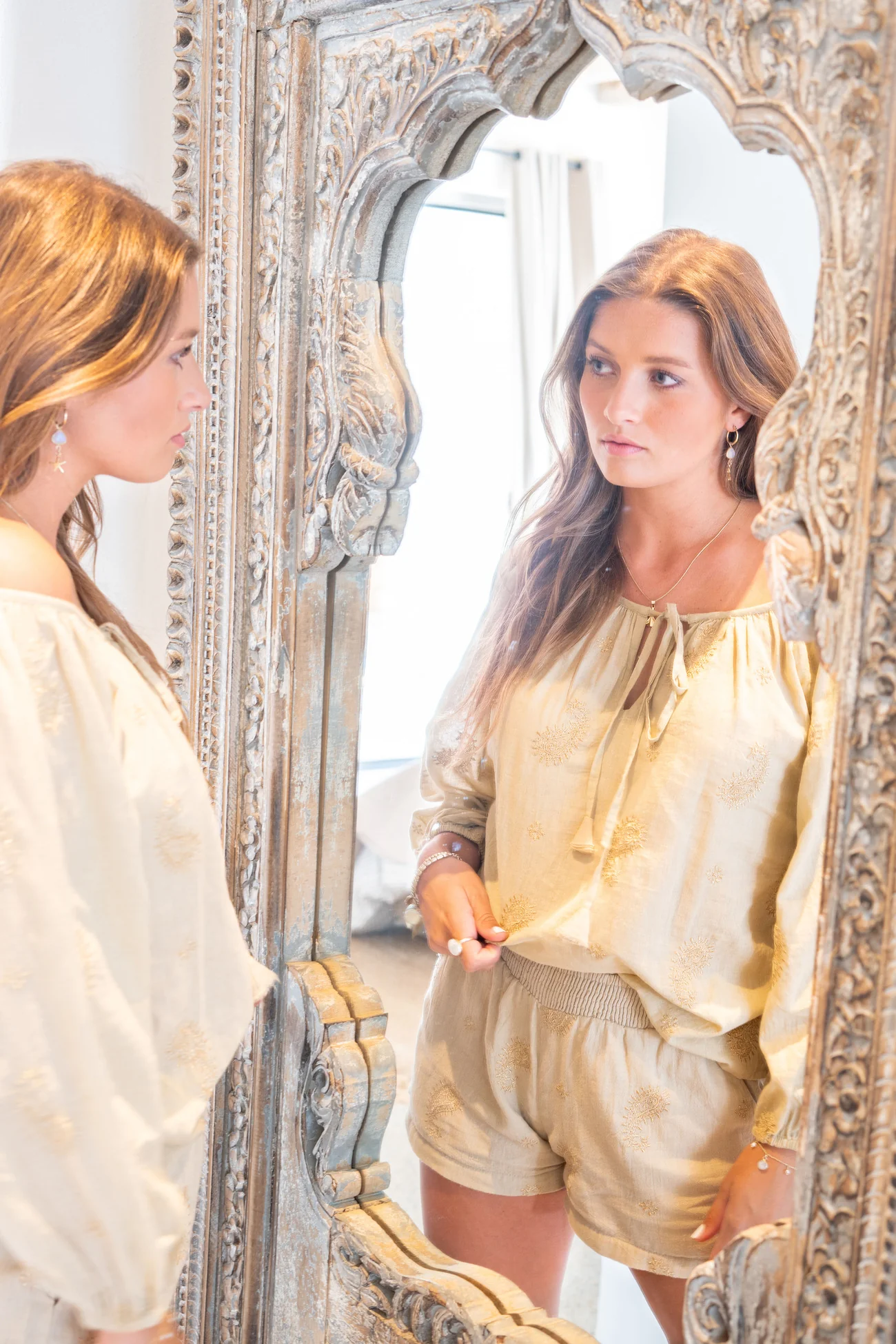 Blouse Lace Esencia Sand - Afbeelding 5