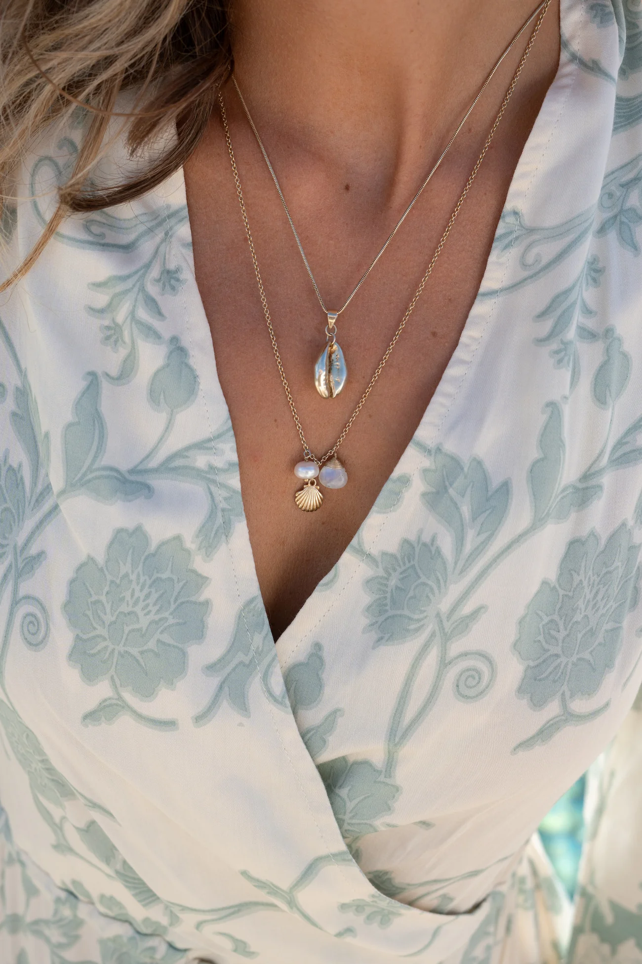 Dress Perla Luz Ivory with Pale blue - Afbeelding 4