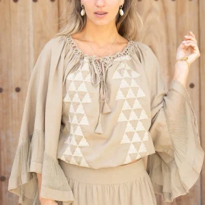 Blouse Yira Cuadros Taupe