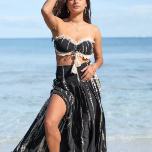 Bikini Top Coral Tie Dye Black