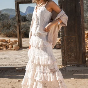 Long Skirt Lace Cream