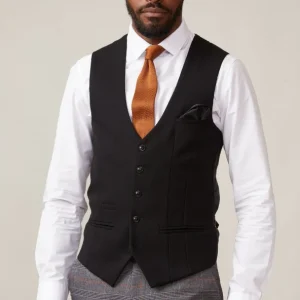 Kelvin Black Gilet - Single Breasted
