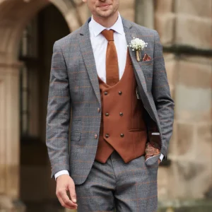 Driedelig herenpak Jenson Grey/Tan Mix and Match
