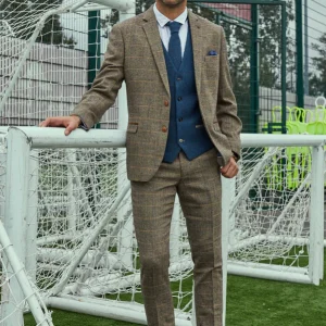 3-Delig Herenkostuum - Marc Darcy Ted tan Mix Dion Blue