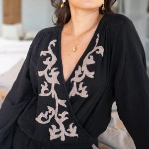 Plisados Wrap top Black