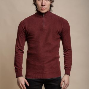 Kyle Wine Red - Pullover Heren met Rits - Cavani