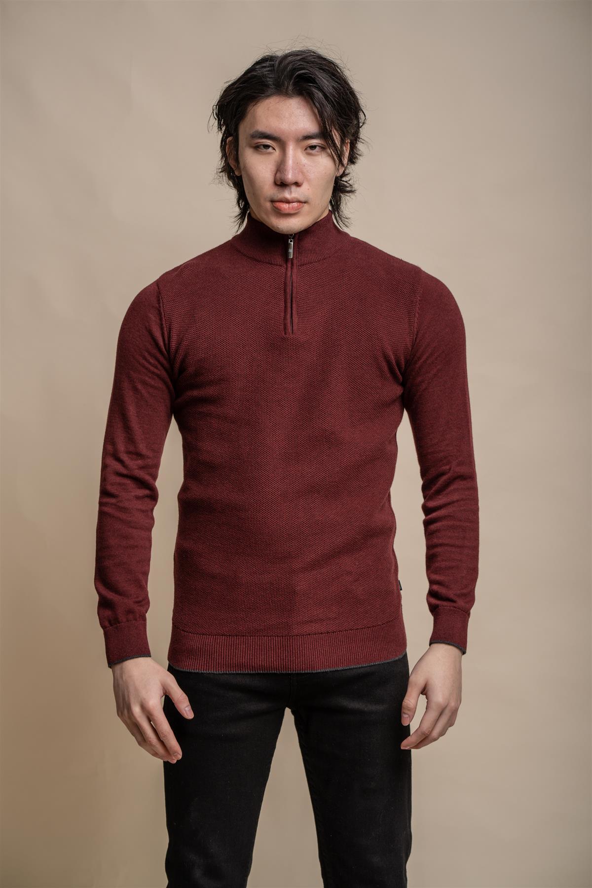 Kyle Wine Red - Pullover Heren met Rits - Cavani - Afbeelding 2