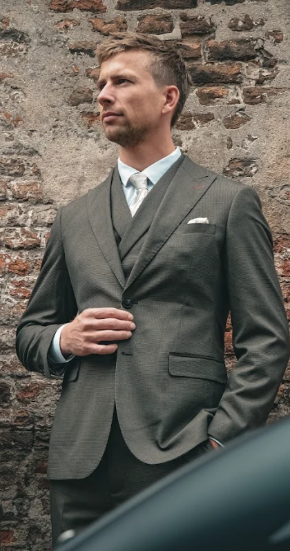 CASTLESON Salute - Driedelig Herenpak Army Green - Afbeelding 8